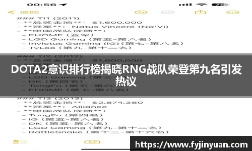 DOTA2意识排行榜揭晓RNG战队荣登第九名引发热议