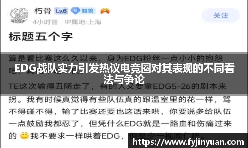 EDG战队实力引发热议电竞圈对其表现的不同看法与争论